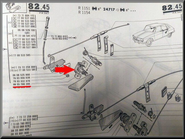 Fixation poignée de porte arrière droite – Renault 16 – OEM 0855768300 / 7701348361