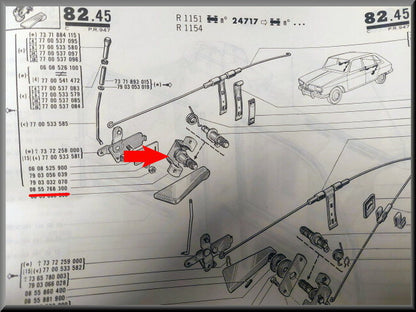 Fixation poignée de porte arrière droite – Renault 16 – OEM 0855768300 / 7701348361