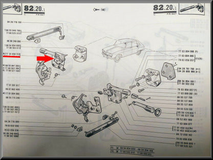 Serrure de porte arrière droite – Renault 16 – OEM 7701450153
