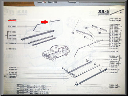 Dak sierstrip rechts achter – Renault 6 – OEM 7700509489