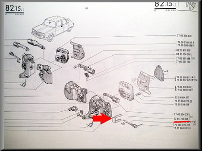 Gâche de serrure de porte intérieure – Renault 16 – OEM 7365732006