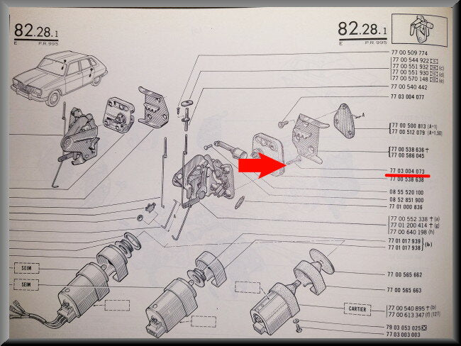 Vis serrure de porte avant et arrière – Renault 16 – OEM 7703004073