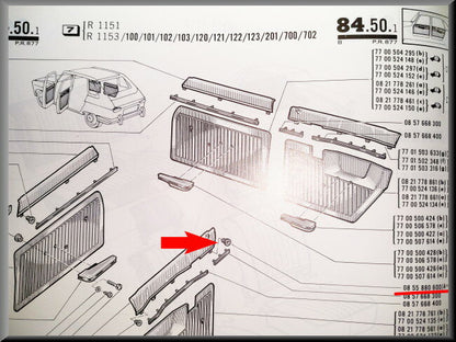 Fiche de fixation garniture de porte (A=8,9) – Renault 16 – OEM 0855880600