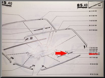 Baguette chromée – Renault 16 TS >1970 – OEM 0857721607
