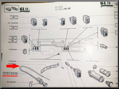 Câble de starter – Renault 16 (R1152, R1153) – OEM 7700518194