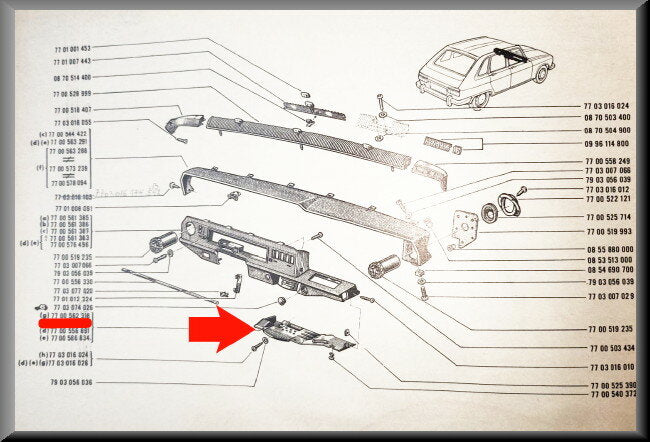 Cache-bouton de commande de chauffage – Renault 16 – Réf. OEM 7700562318