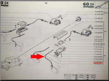 Kabel koplampverstelling links buiten – Renault 16 – OEM 7701011426
