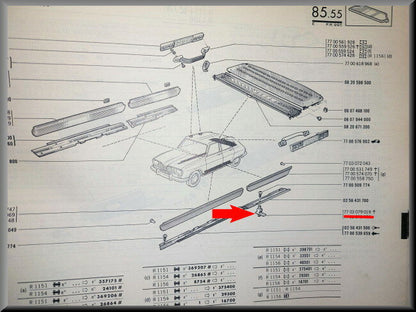 Clip de fixation longeron – Renault 16 – OEM 7703079019
