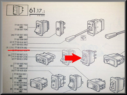 Interrupteur d'essuie-glace arrière – Renault 16 – OEM 7700575062