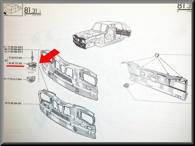 Klemmetje motorkap steun – Renault 16 – OEM 0556170100