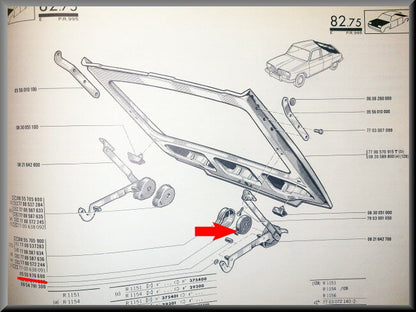 Spring tailgate hinge – Renault 16 – OEM 0555976600