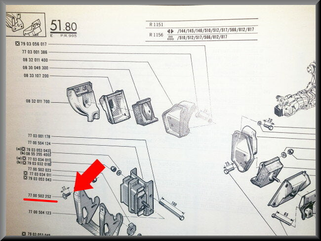 Bout versnellingsbak steun (22mm) – Renault 16 – OEM 7700502252