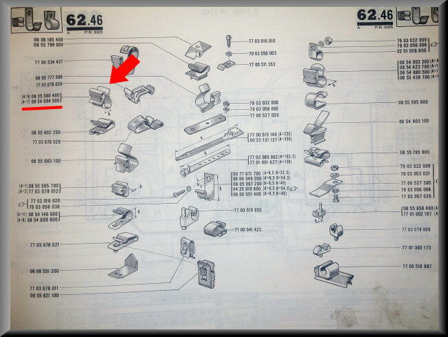 Collier de câble (A=7) – Renault 16 – OEM 0854694500