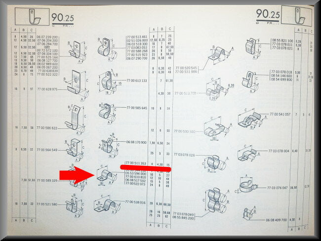 Kabelklem (A=4 B=4 30 C 15) – Renault 16 – OEM 7700511353
