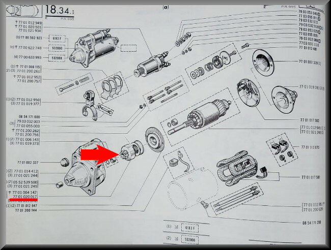 Démarreur Bendix – Renault 16 – OEM 7701020017