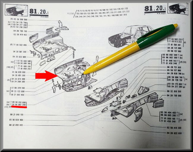 Écran intérieur avec barres à droite – Renault 16 (1150-1151) – OEM 0986082200