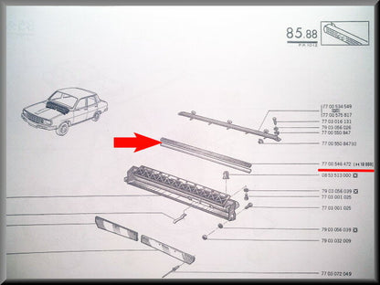 Pare-brise en caoutchouc – Renault 12 – OEM 7700546472 (stock ancien neuf) – NOS