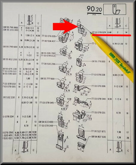 Bride de câble (A=6,40 B=2,3 C=14) – Renault 16 – OEM 7703078029