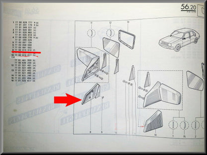 Afdekkap rechter spiegel  – Renault 14 – OEM 7700615016 – NOS