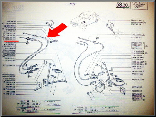 Câble d'accélérateur – Renault 12 – OEM 7701348444