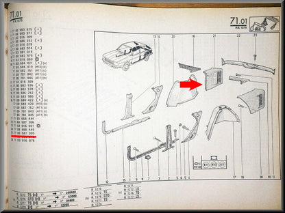 Revêtement de coffre droit – Renault 20 - Renault 30 – OEM 7700587305