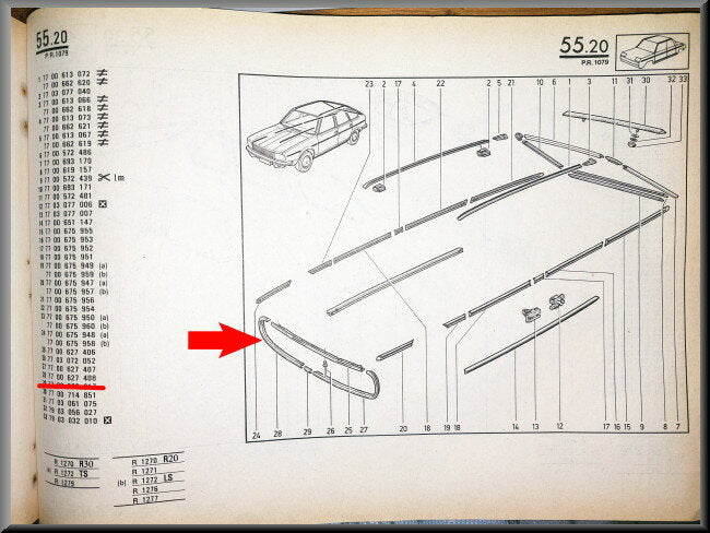 Sierlijst grill rechts  – Renault 20 – OEM 7700627408 – NOS