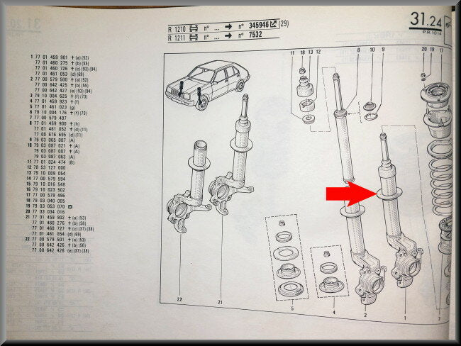 Jambe de force gauche avec amortisseur – Renault 14 – NOS