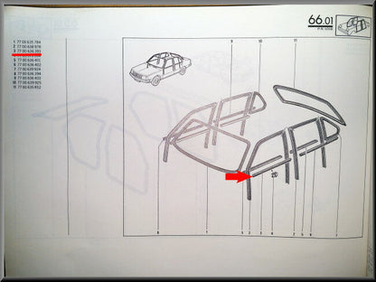 Joint lécheur avant gauche – Renault 18 – OEM 7700636393 – NOS