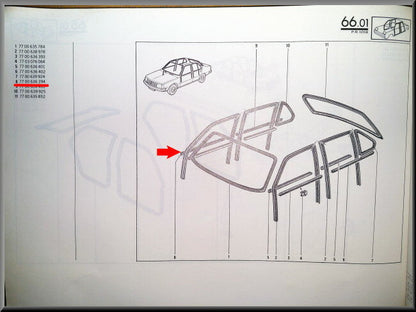 Lèche-vitre avant droit – Renault 18 – OEM 7700636394 – NOS