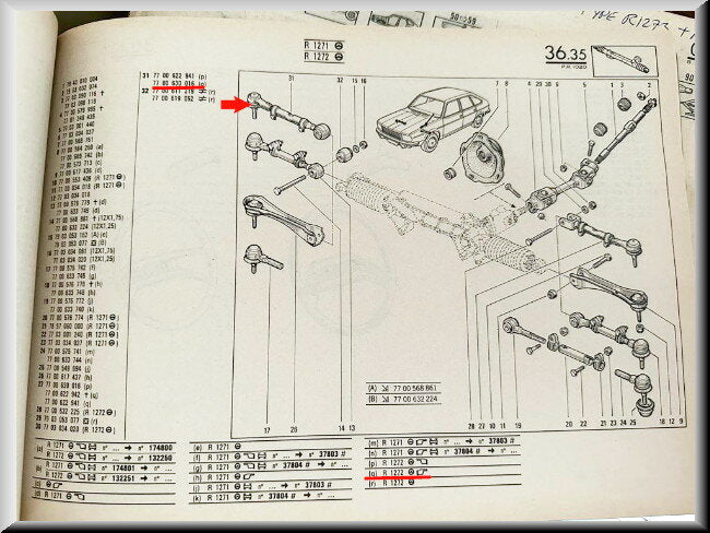 Spoorstang rechts – Renault 20 - Renault 30 – OEM 7700630016