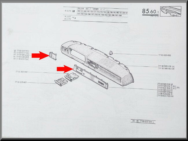 Dashboard platen (aluminium) – Renault 12 – OEM 7700589208