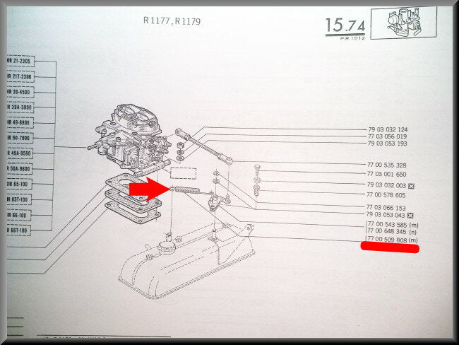 Gaskabel veer – Renault 12 – Renault 15 - OEM 7700509808 / 7700519101