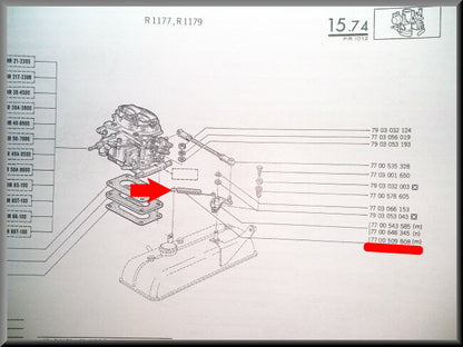 Gaskabel veer – Renault 12 – Renault 15 - OEM 7700509808 / 7700519101