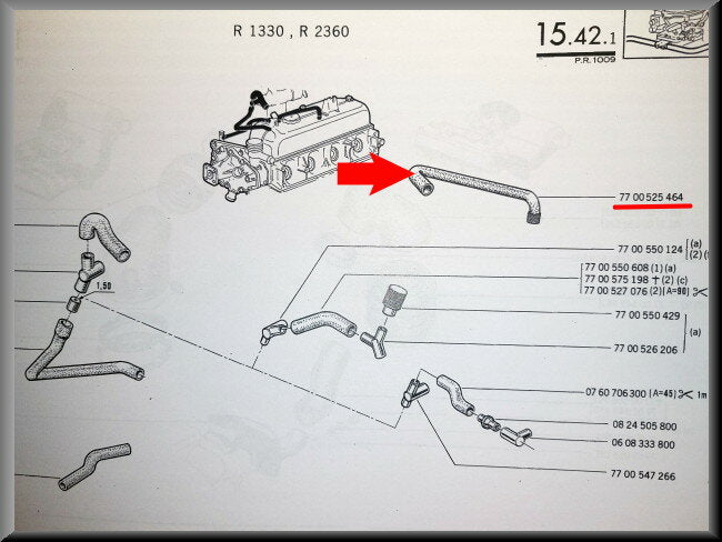 Carburateurslang – Renault 12 – OEM 6000460085 / 7700525464