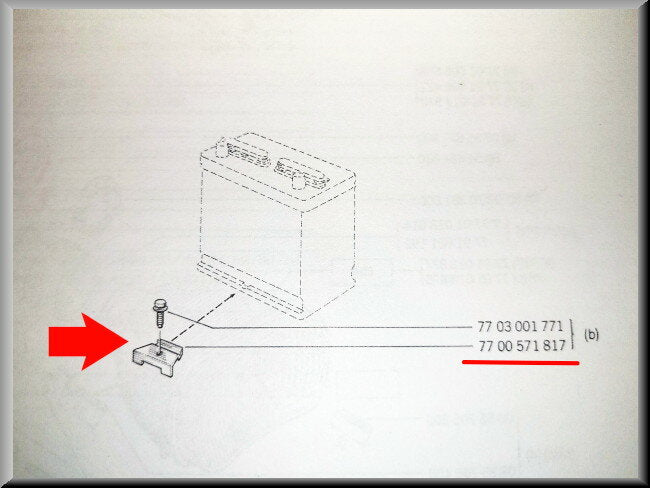 Support de fixation de batterie – Renault 16 – Renault 12 - Renault divers - OEM 7700571817
