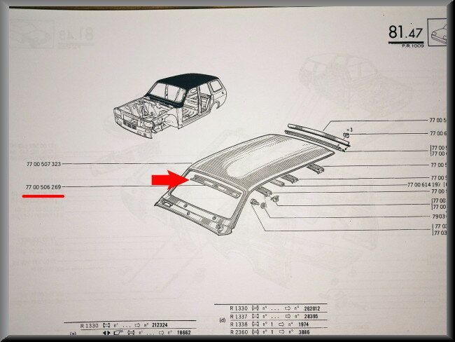Traverse avant – Renault 12 – OEM 7700506269 – NOS