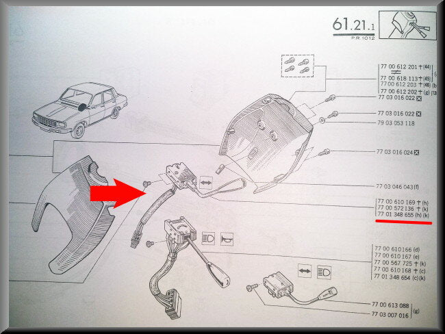Interrupteur clignotant – Renault 12 – OEM 7700610169 / 7701348655