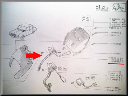 Interrupteur clignotant – Renault 12 – OEM 7700610169 / 7701348655