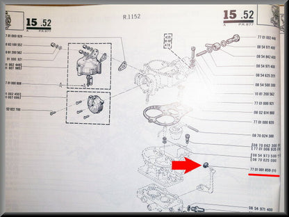 Caoutchouc carburateur – Renault 12 – Renault 16 TL OEM 7701001859