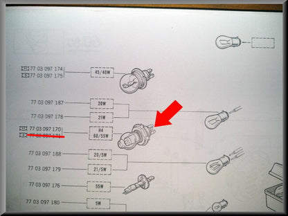 Ampoule phare H4 (JAUNE) - Renault – OEM 7703097170