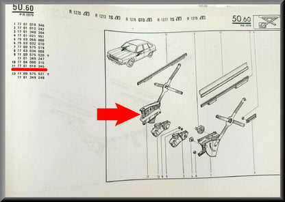 Mécanisme de lève-vitre avant droit avec moteur – Renault 20 – Renault 30 – OEM 7701018345 / 7701348174 – NOS