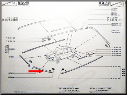 Bonnet trim left – Renault 16 < 1974 – OEM 0857573500