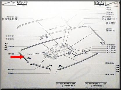 Bonnet trim right – Renault 16 < 1974 – OEM 0857573600