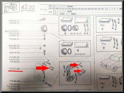 Remklauw borgplaatjes – Renault 16 – OEM 7701017206 / 7701017207