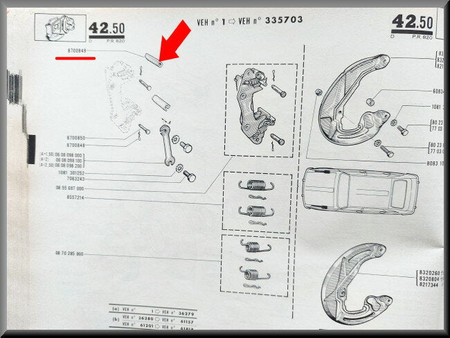 Brake pad guide – Renault 16 L (1150) – OEM 0870084900