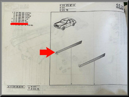 Striping motorkap rechts  – Renault 14 – OEM 7701365514 – NOS