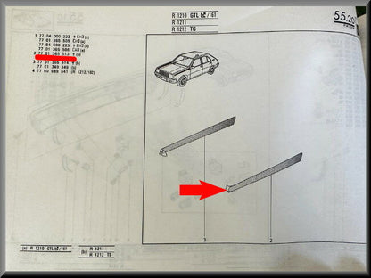 Striping motorkap links  – Renault 14 – OEM 7701365513 – NOS