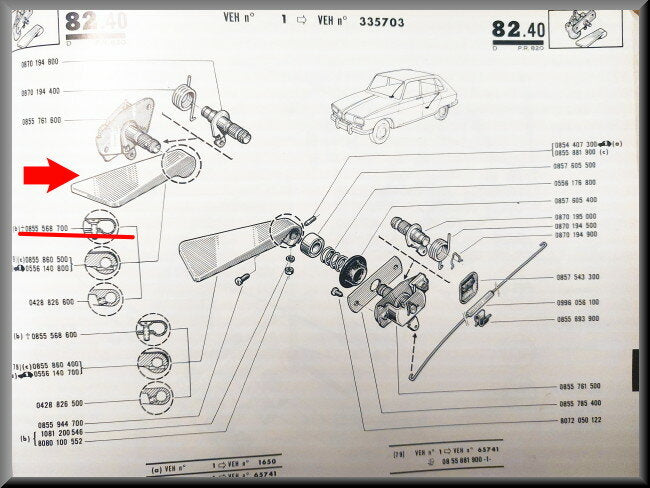 Deurgreep rechts – Renault 16 – OEM 0855568700 – NOS