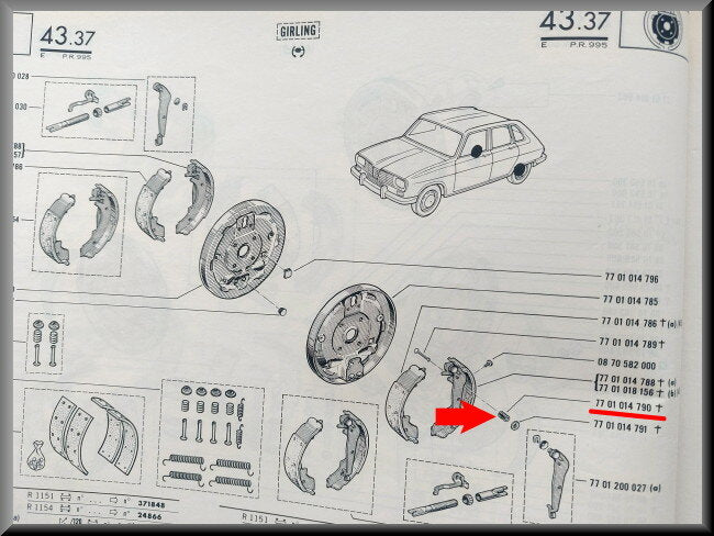 Spring brake shoes – Renault 16 – OEM 0870591500 / 7701014790