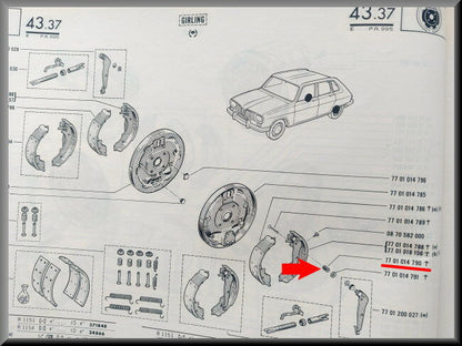 Spring brake shoes – Renault 16 – OEM 0870591500 / 7701014790
